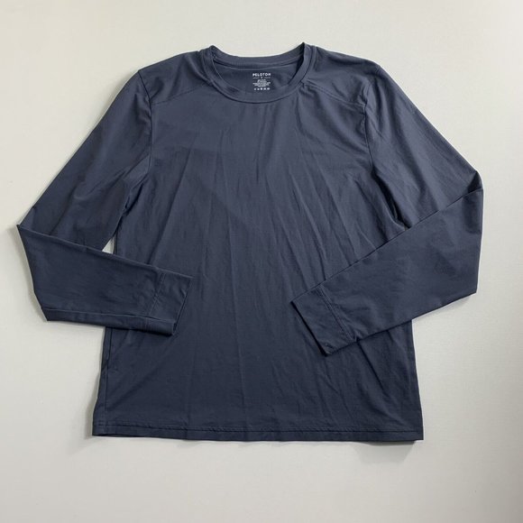 Peloton Shirt Mens Gray Long Sleeve Crew Neck Workout Cycling Adult Size Small - Picture 1 of 9